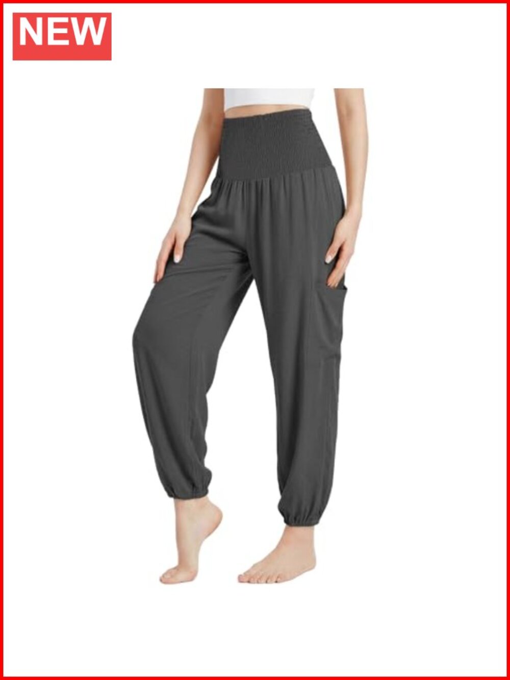 Womens Harem Pants High Waist Yoga Sweatpants with Pockets